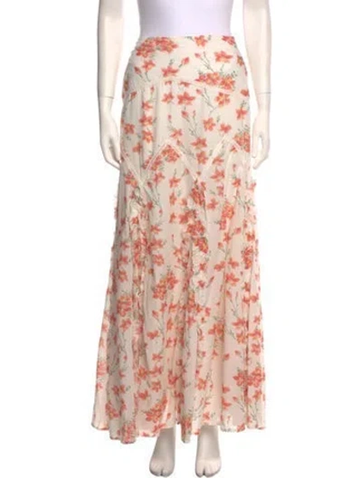 Pre-owned Love Sam Floral Print Long Skirt In Pink