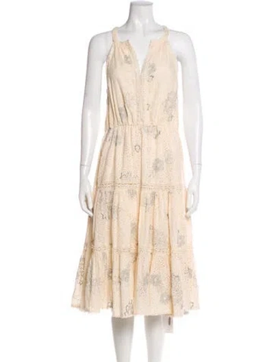 Pre-owned Love Sam Floral Print Midi Length Dress In Gray