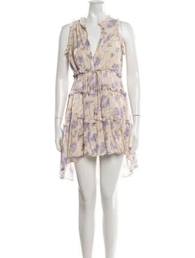 Pre-owned Love Sam Floral Print Mini Dress In Neutrals