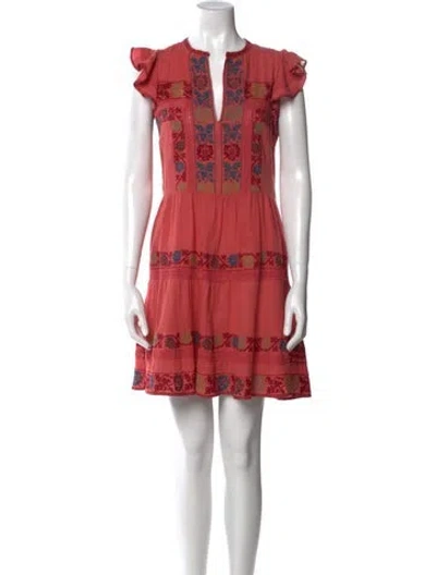 Pre-owned Love Sam Floral Print Mini Dress In Red