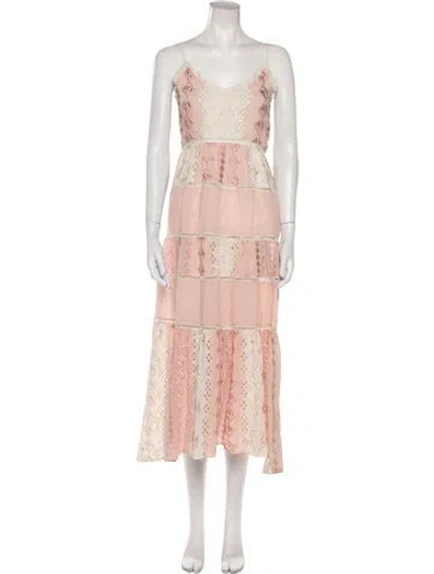 Pre-owned Love Sam Lace Pattern Long Dress In Pink