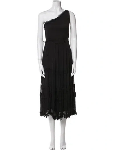 Pre-owned Love Sam One-shoulder Long Dress In Black
