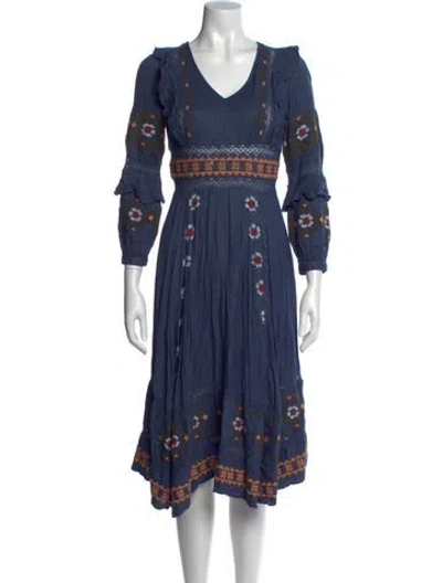 Pre-owned Love Sam Printed Midi Length Dress In Blue