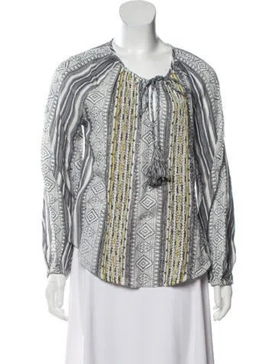 Pre-owned Love Sam Printed Scoop Neck Blouse In Blue