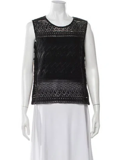 Pre-owned Love Sam Printed Scoop Neck Sweater In Black