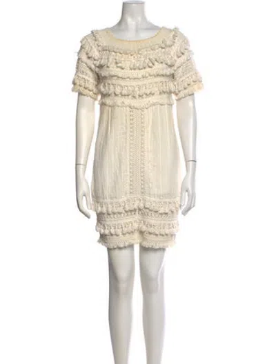Pre-owned Love Sam Scoop Neck Mini Dress In Neutrals