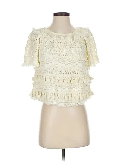 Pre-owned Love Sam Short Sleeve Blouse In White