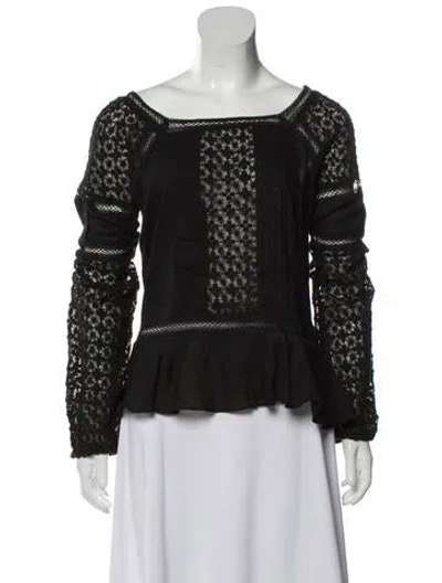 Pre-owned Love Sam Square Neckline Long Sleeve Blouse In Black