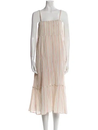 Pre-owned Love Sam Striped Midi Length Dress In Neutral