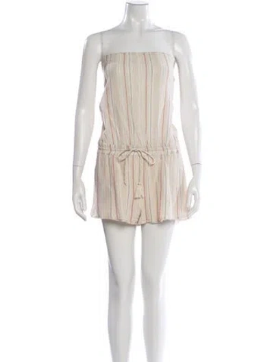Pre-owned Love Sam Striped Strapless Romper In Neutral