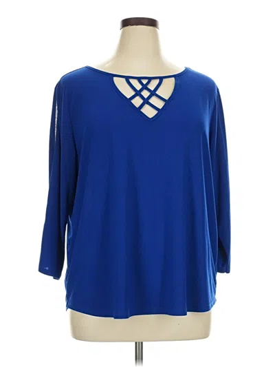 Pre-owned Love Scarlett 3/4 Sleeve Top Blue Keyhole Neckline Tops