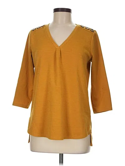 Pre-owned Love Scarlett 3/4 Sleeve Top Gold V-neck Tops