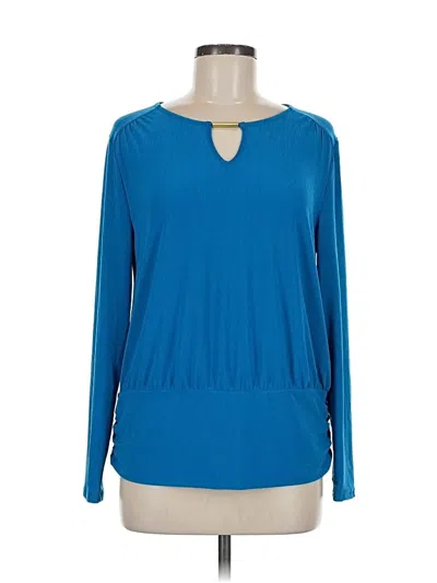 Pre-owned Love Scarlett Long Sleeve Top Blue Keyhole Neckline Tops