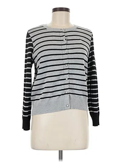 Pre-owned Love Scarlett Long Sleeve Top Gray Stripes Pattern Crew Neck Tops