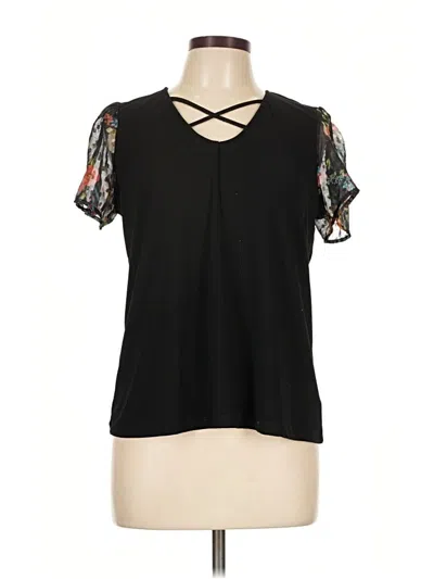 Pre-owned Love Scarlett Short Sleeve Blouse In Black
