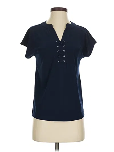 Pre-owned Love Scarlett Short Sleeve Henley Shirt In Blue