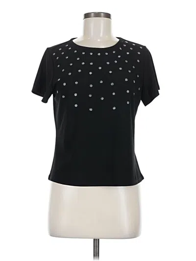 Pre-owned Love Scarlett Short Sleeve Top Black Stars Pattern Keyhole Neckline Tops