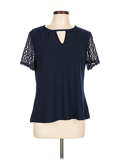 Pre-owned Love Scarlett Short Sleeve Top Blue Keyhole Neckline Tops