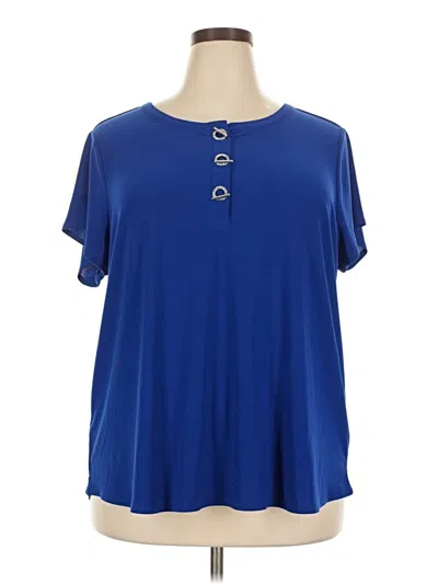 Pre-owned Love Scarlett Short Sleeve Top Blue Keyhole Neckline Tops
