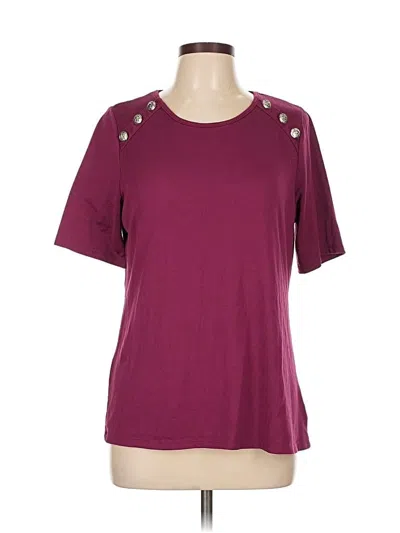 Pre-owned Love Scarlett Short Sleeve Top Burgundy Crew Neck Tops