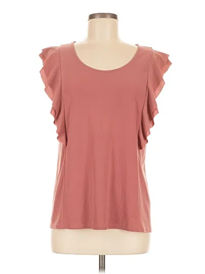Pre-owned Love Scarlett Short Sleeve Top Pink Ruffles Neckline Tops