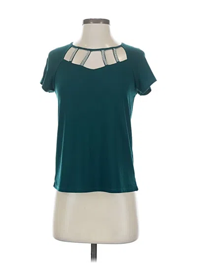 Pre-owned Love Scarlett Short Sleeve Top Teal Keyhole Neckline Tops In Blue