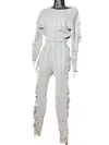 Love Sense Women's Sweater Fringe Set In Gray In Grey