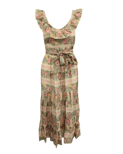 Love Shack Fancy Joanne Ruffle Tiered Dress In Multicolor Silk