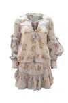 Love Shack Loveshackfancy Floral Blouse And Skirt In Blue Cotton In Blue