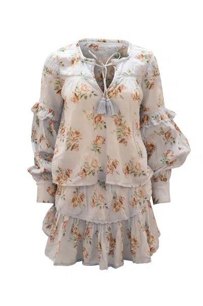 Love Shack Loveshackfancy Floral Blouse And Skirt In Blue Cotton