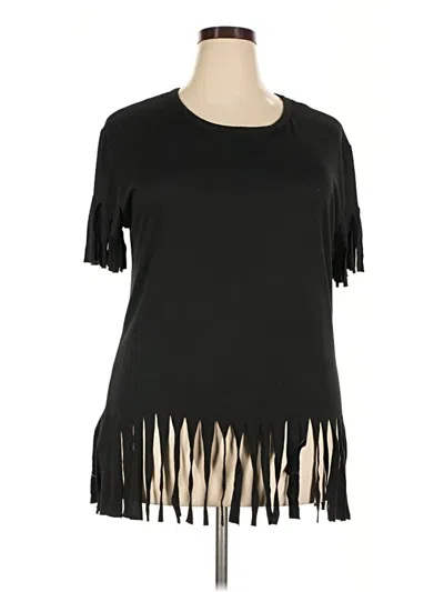 Pre-owned Love Short Sleeve Top Black Cold Shoulder Neckline Tops