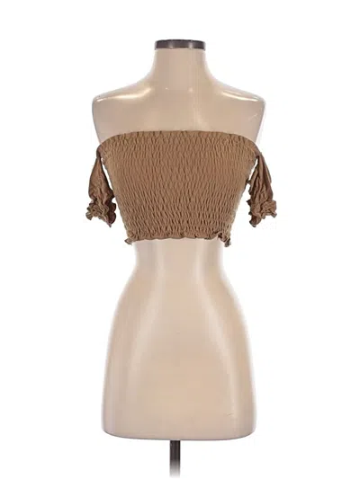 Pre-owned Love Short Sleeve Top Brown Strapless Neckline Tops