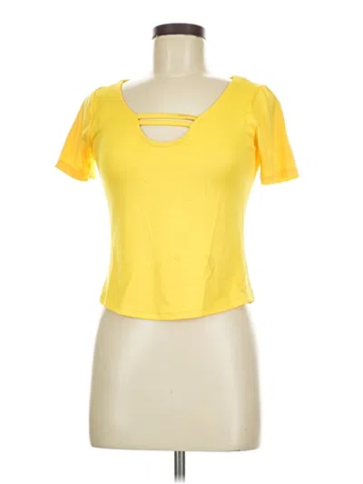 Pre-owned Love Short Sleeve Top Yellow Keyhole Neckline Tops
