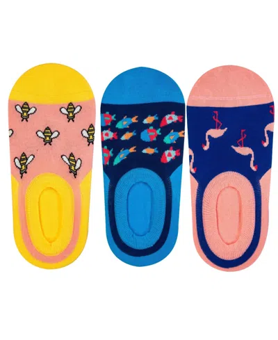 Love Sock Company Women's No-show W-cotton Novelty Socks With Seamless Toe, Pack Of 3 In Multi Color 2