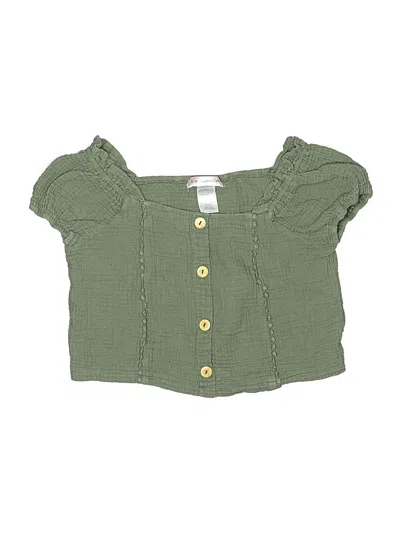 Pre-owned Love Squared Girls Kids' Short Sleeve Blouse In Green