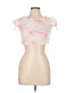 Love Squared Short Sleeve Top Pink Ruffles Neckline Tops In Pink
