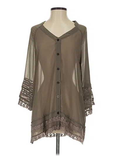 Pre-owned Love Stitch 3/4 Sleeve Blouse In Brown