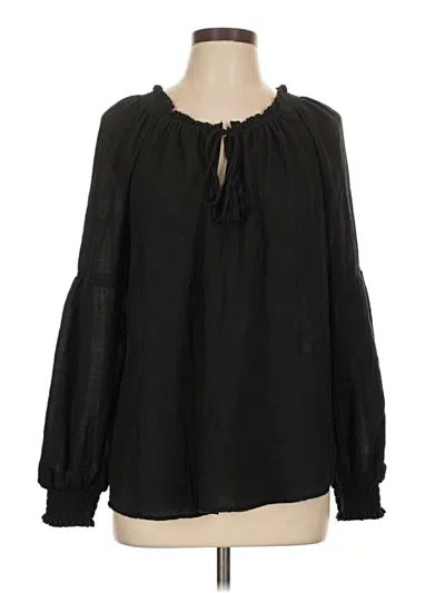 Pre-owned Love Stitch Long Sleeve Blouse In Black