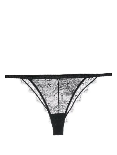 Love Stories Floral-lace Thong In Black