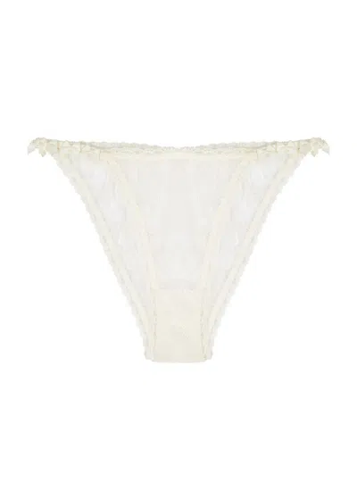 Love Stories Isabel Bow-embellished Lace Briefs In Off White