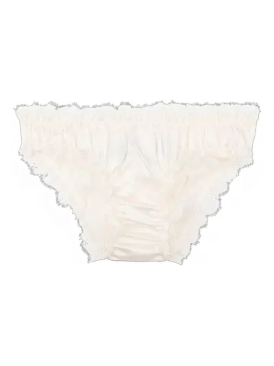 Love Stories Lace-trimmed Embroidered Briefs In White