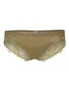 Love Stories Lace-trimmed Satin Briefs In Green