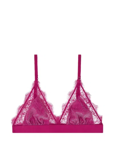 Love Stories Lace-trim Metallic-finish Bra In Purple