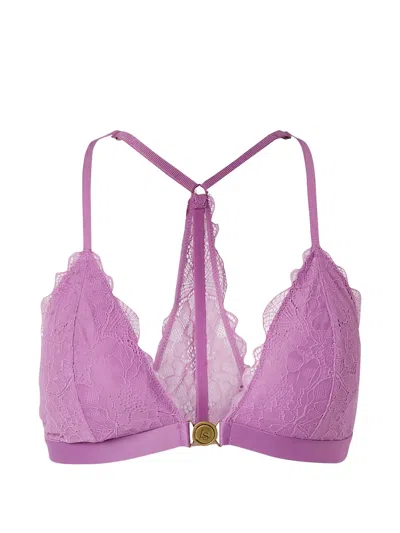 Love Stories Lace-trim Racerback Bra In Purple