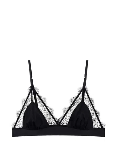 Love Stories Lace-trim Triangle Bralette In Black