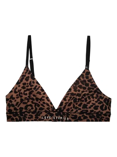 Love Stories Leopard Seamless Bra In Brown