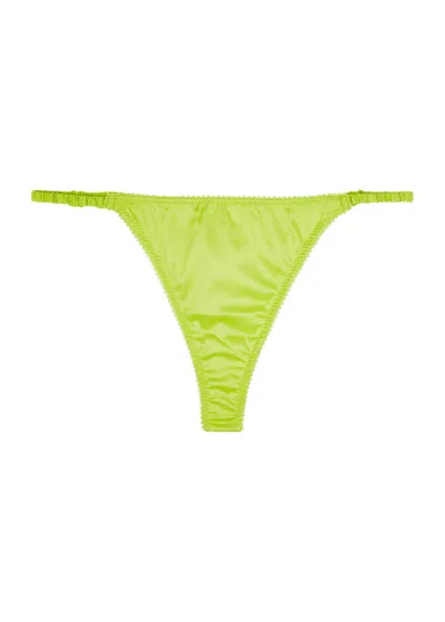 Love Stories Lily Ruffled Satin Thong In Lime