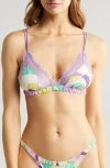 Love Stories Love Lace Colorblock Bralette In Lilac