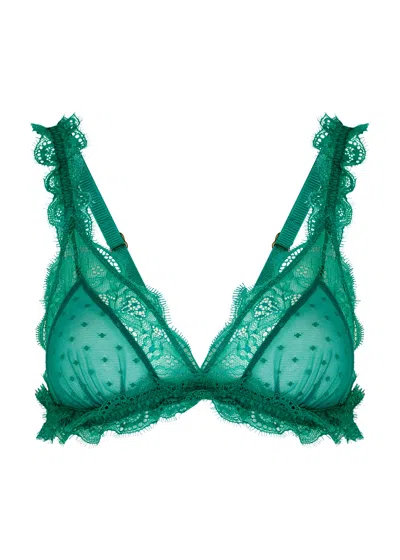 Love Stories Love Lace Point D'esprit Soft-cup Bra In Green