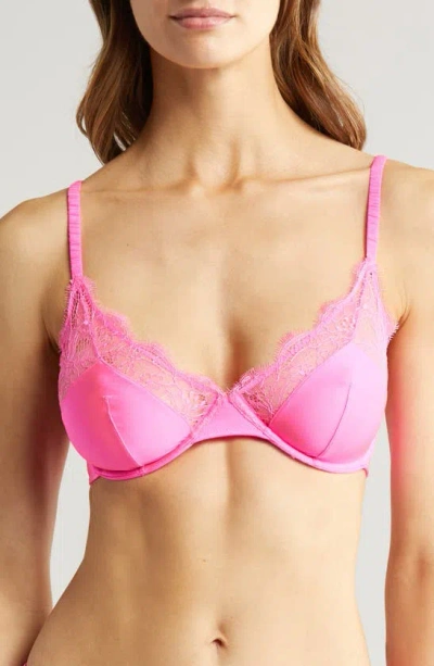 Love Stories Lovely Lace Trim Underwire Bra In Pink